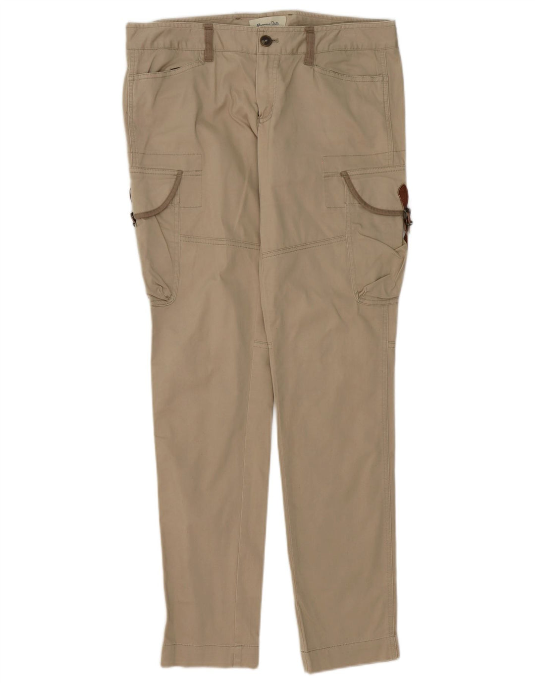 Massimo Dutti Pantalon Cargo Slim Femme W30 L32 Coton Beige