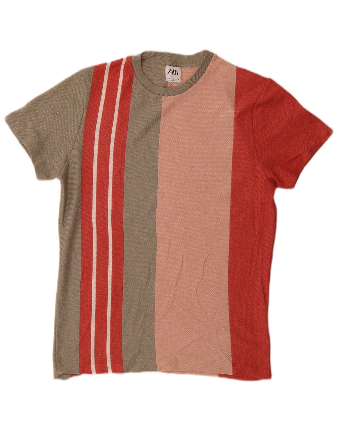 Zara Homme T-Shirt Top Medium Multicolore Rayé