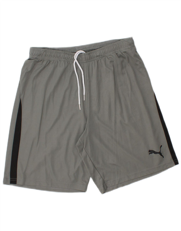 PUMA Short de Sport Homme Gris Moyen Colourblock