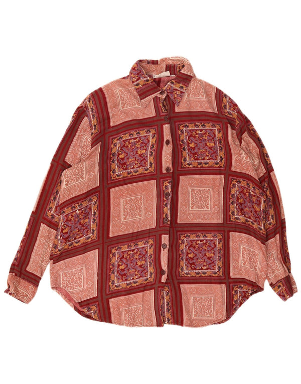Chemise femme vintage Taille 50 3XL Bordeaux Patchwork Viscose