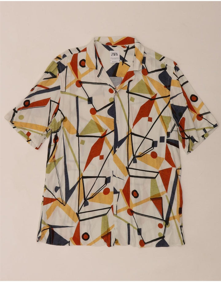 Zara Chemise décontractée à manches courtes pour homme Medium Multicolore Géométrique