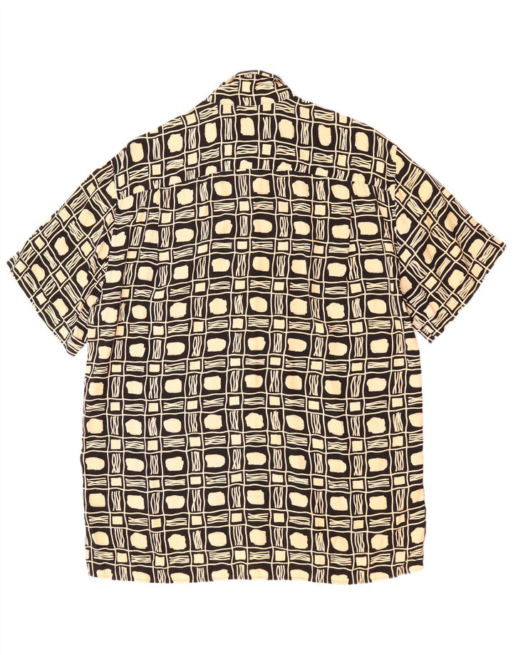 vintage Chemise à manches courtes pour hommes Grand Noir Géométrique