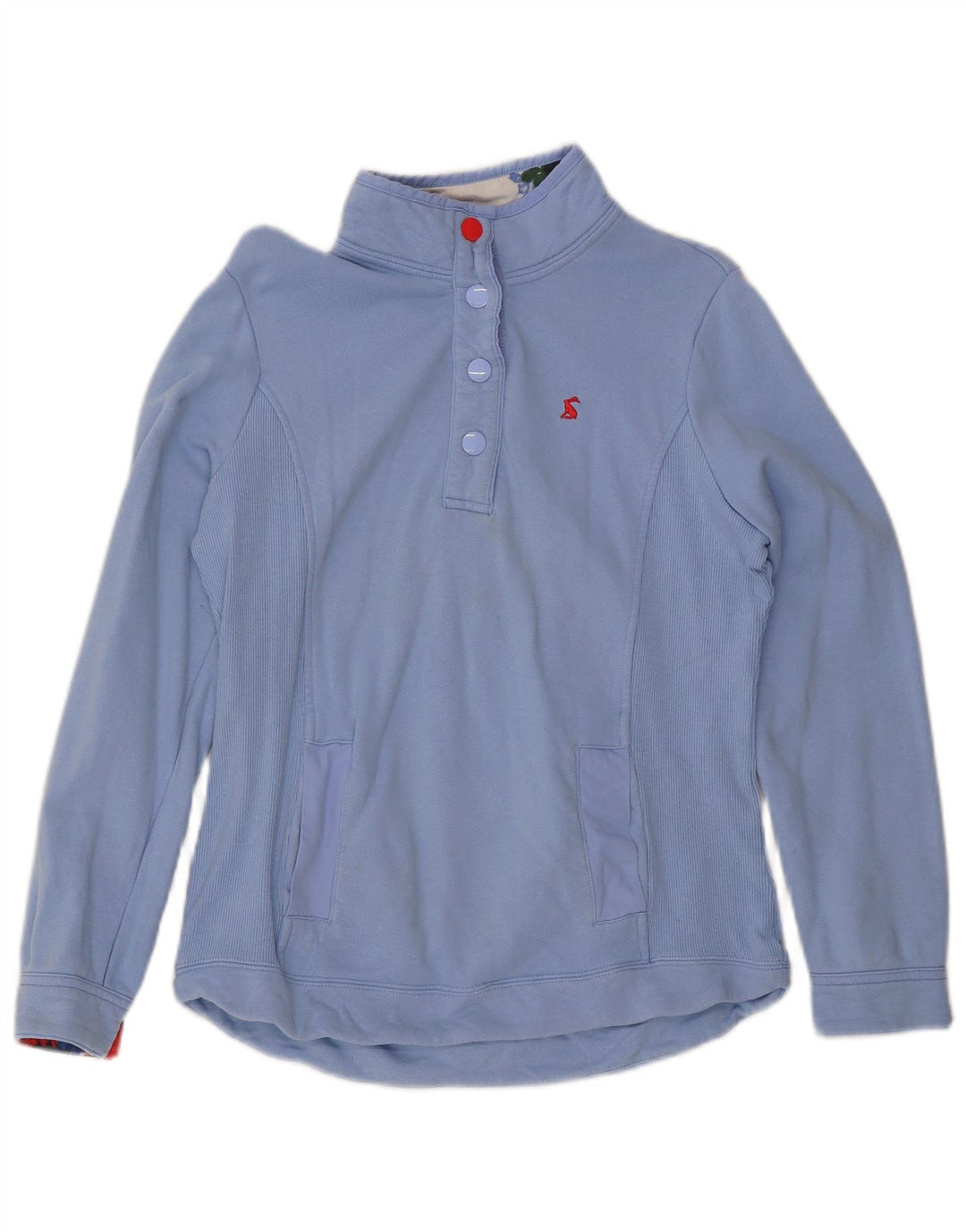 Joules Sweat-shirt à col boutonné pour femme UK 12 Bleu moyen Coton