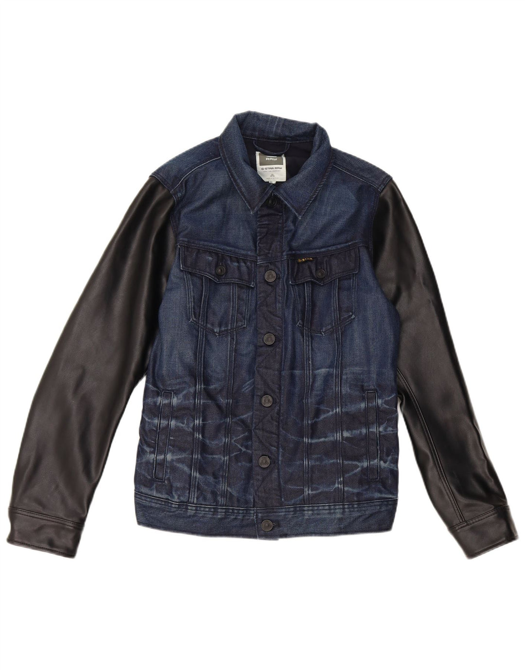 G-Star Veste en jean pour femme UK 12 Bleu marine moyen en coton colour block