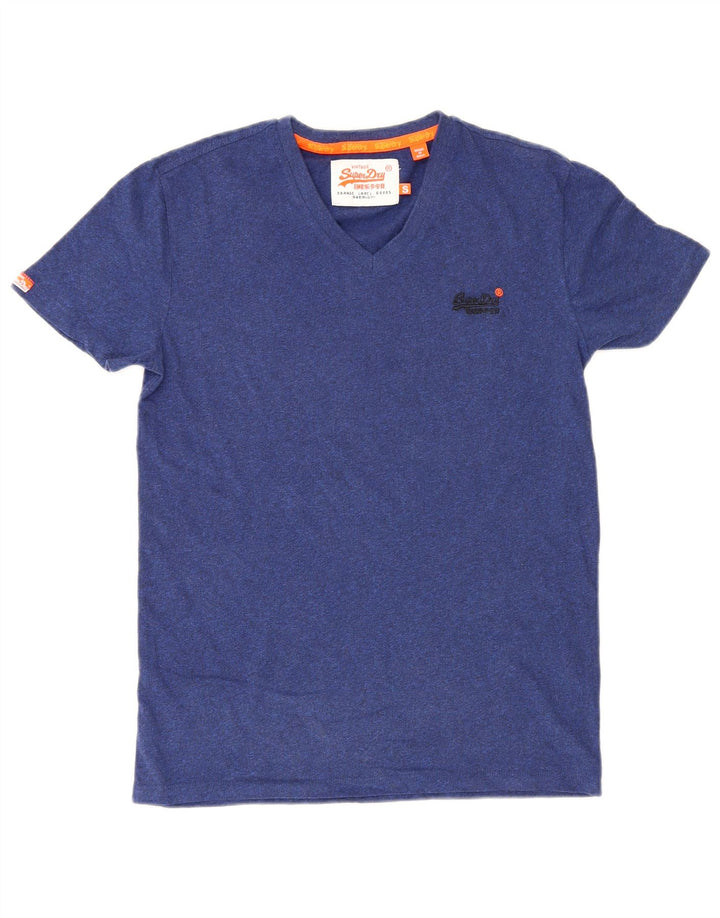 Superdry Homme T-Shirt Top Petit Bleu Marine Coton