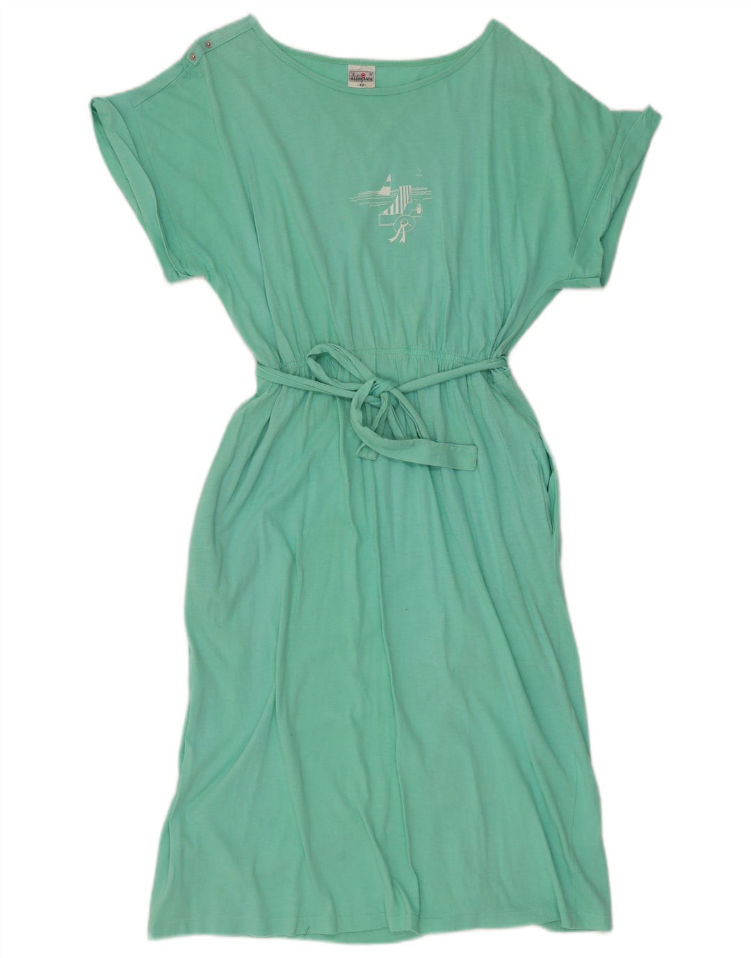 VINTAGE Robe basique femme EU 40 Coton vert moyen