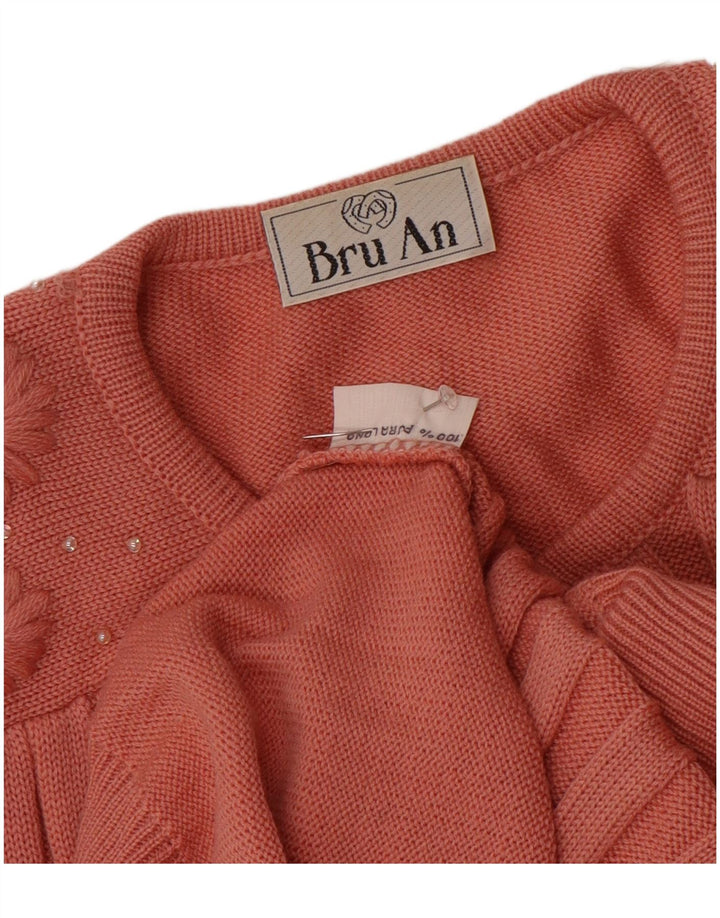 vintage Femme Cardigan Pull UK 16 Grande Laine Rose