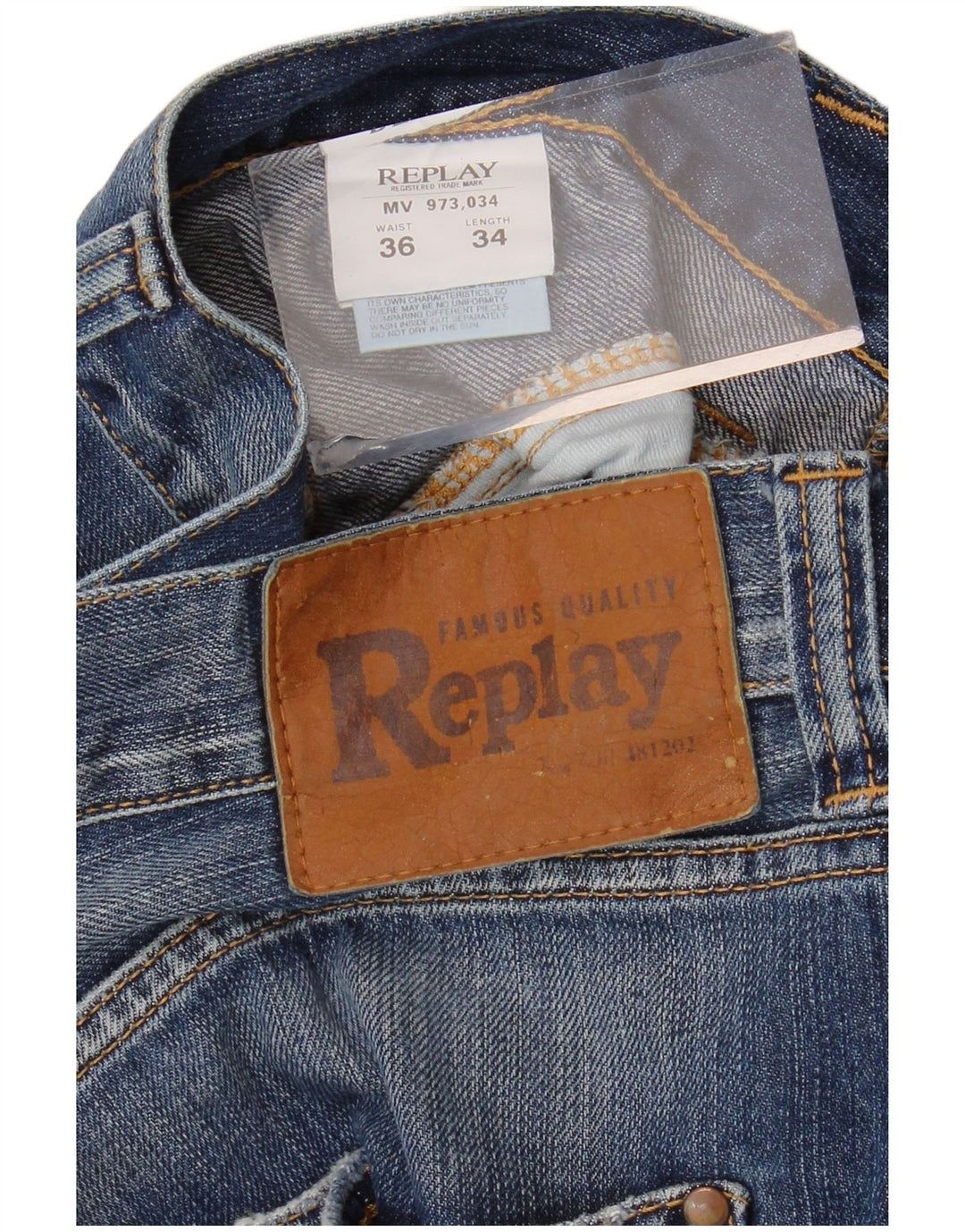 REPLAY Jean droit Homme W36 L34 Bleu Coton