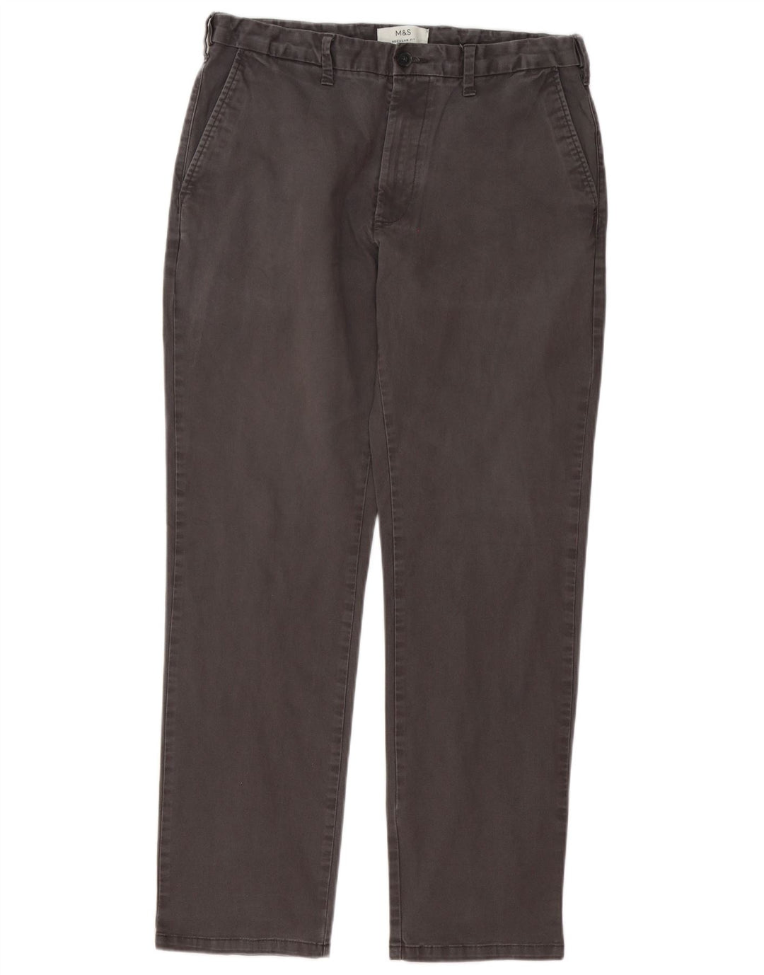 Marks & Spencer Pantalon chino coupe classique pour homme W34 L30 Gris Coton