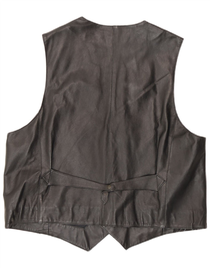 gilet en cuir homme vintage grand noir