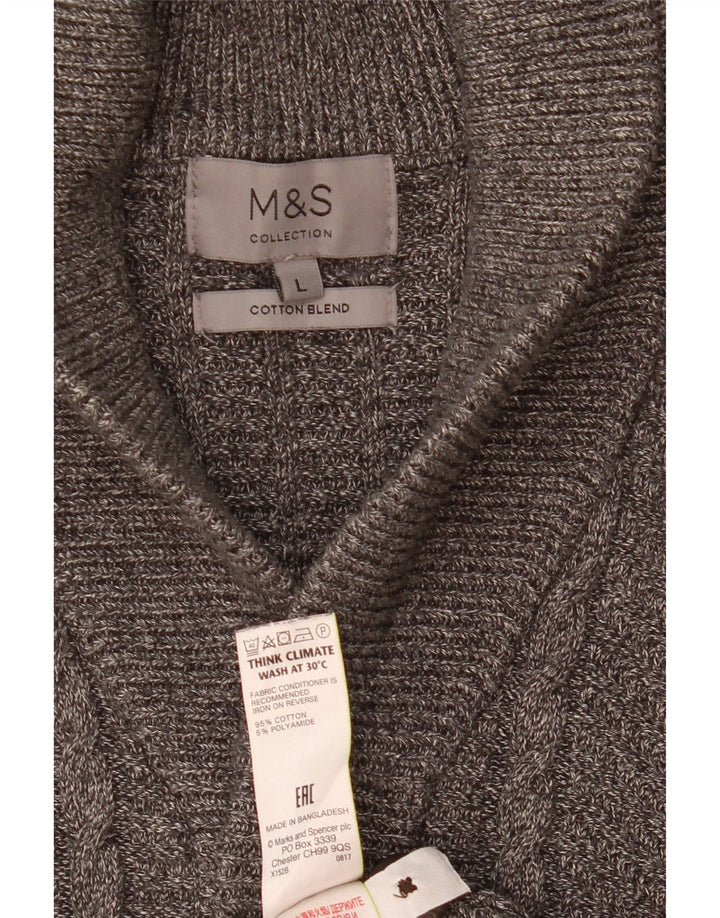 Marks & Spencer Cardigan pour homme en coton gris Taille L