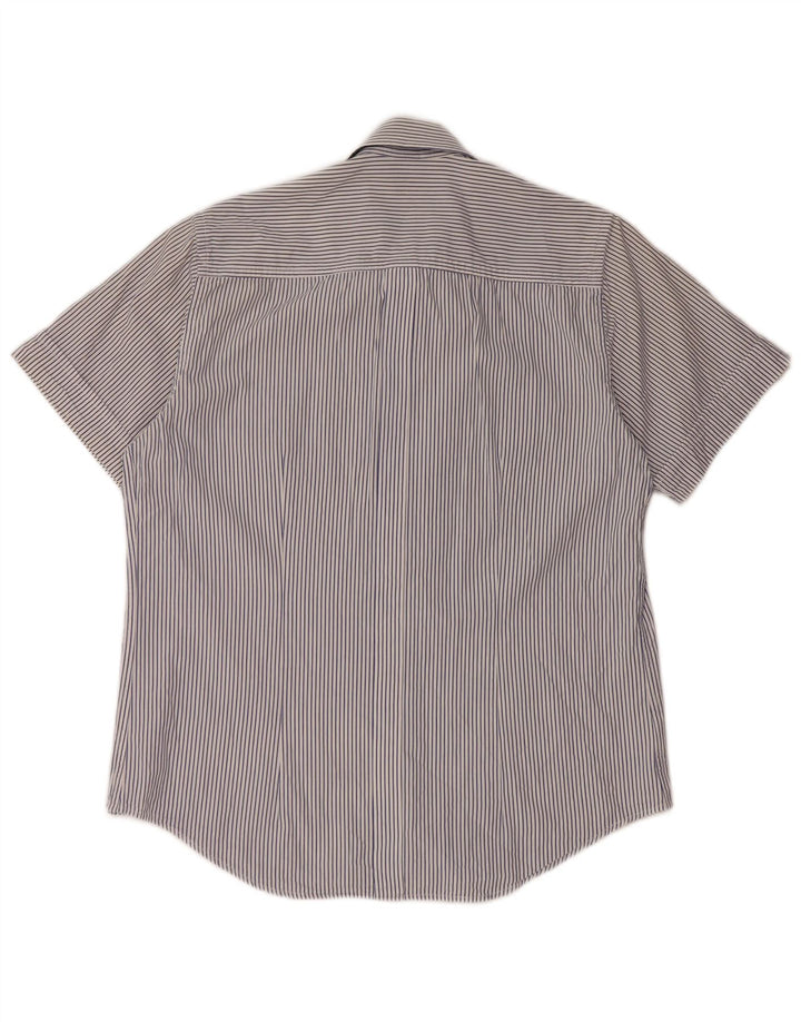 SERGIO TACCHINI Chemise à manches courtes homme en coton à fines rayures bleu marine moyen