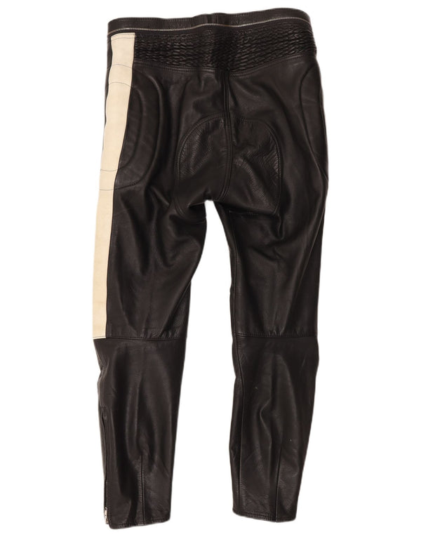Pantalon motard en cuir vintage pour hommes W34 L30 Colorblock noir