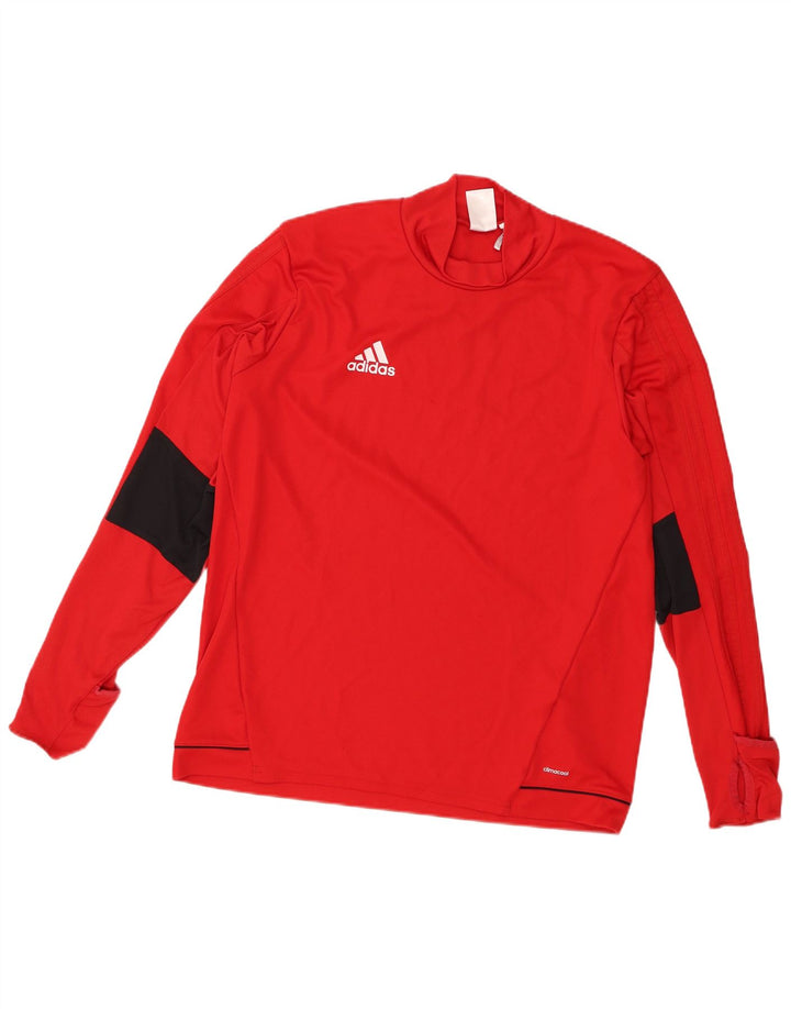 Adidas Hommes Climacool Haut À Manches Longues Grand Rouge Colorblock Polyester