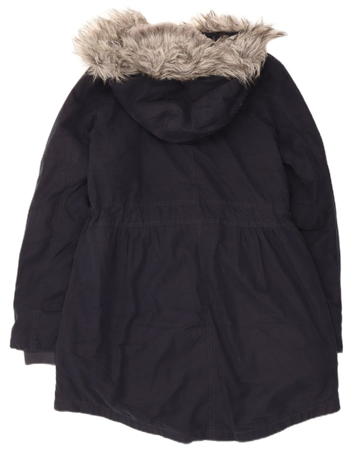 Oasis Parka à capuche Sherpa pour femme UK 10 Small Bleu marine Polyester