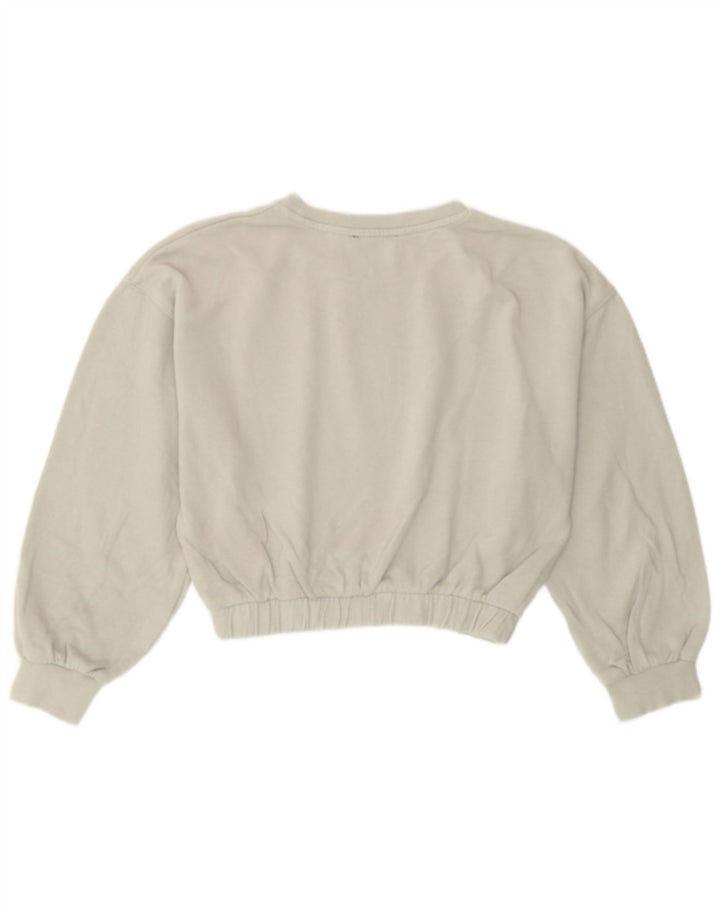 Zara Womens Crop Sweatshirt Jumper UK 14 Coton Gris Moyen