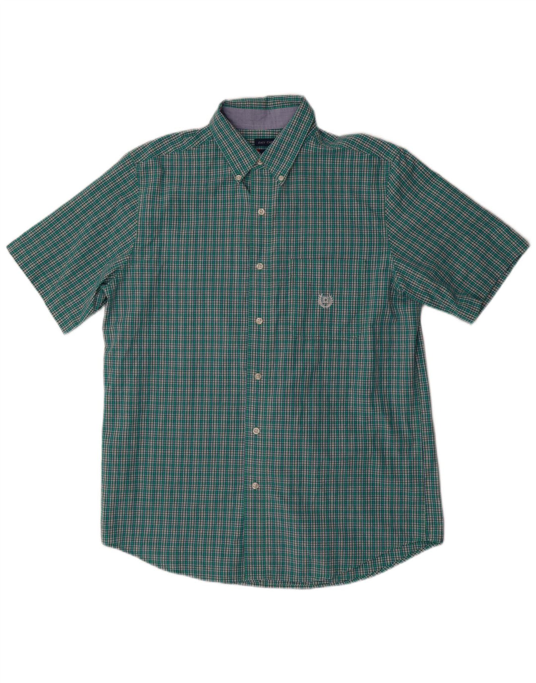 Chaps Chemise à manches courtes homme en coton vichy vert moyen