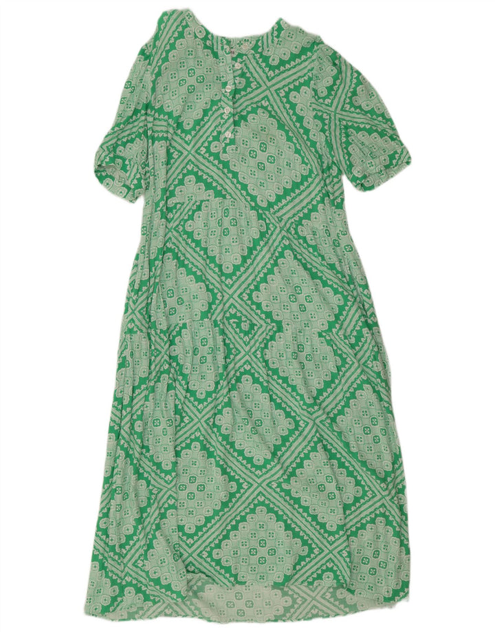 Marks & Spencer Robe trapèze régulière pour femme UK 12 Vert moyen géométrique