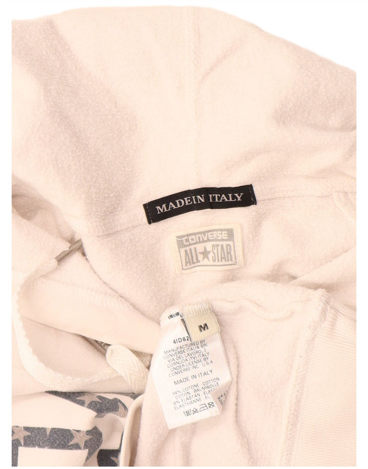 CONVERSE Pull à capuche graphique pour femme UK 12 en coton blanc moyen