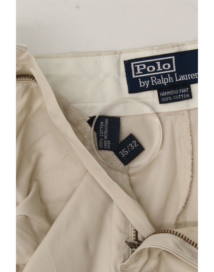 POLO RALPH LAUREN Pantalon Chino Pegged Homme W35 L32 Coton Blanc Cassé