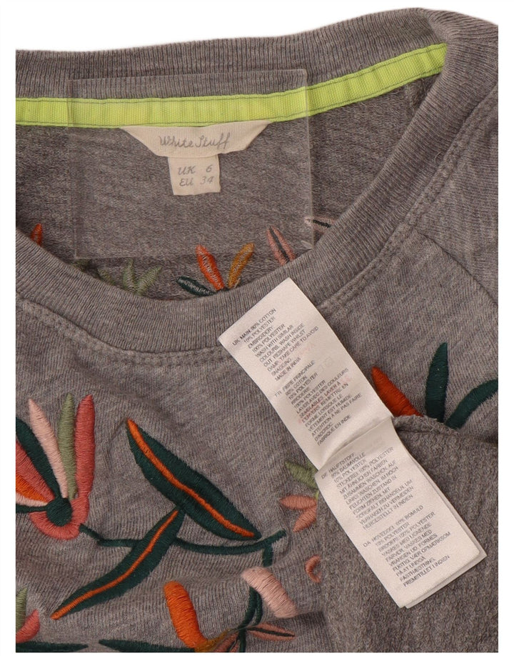 WHITE STUFF Sweat-shirt pour femme UK 6 XS Gris Floral Coton