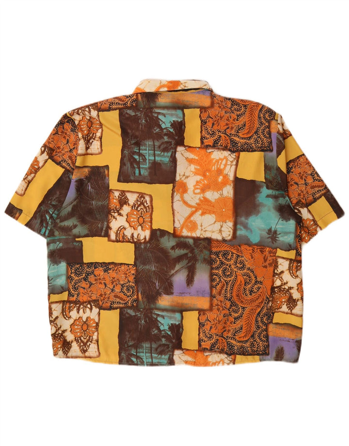 vintage Femme Chemise Blouse UK 16 Grand Patchwork Multicolore