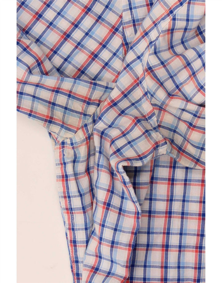 Chaps Chemise à manches courtes pour homme en coton à carreaux bleus