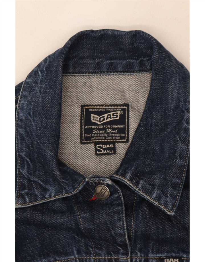 Gas Womens Crop Denim Veste UK 10 Petit Bleu Marine Coton