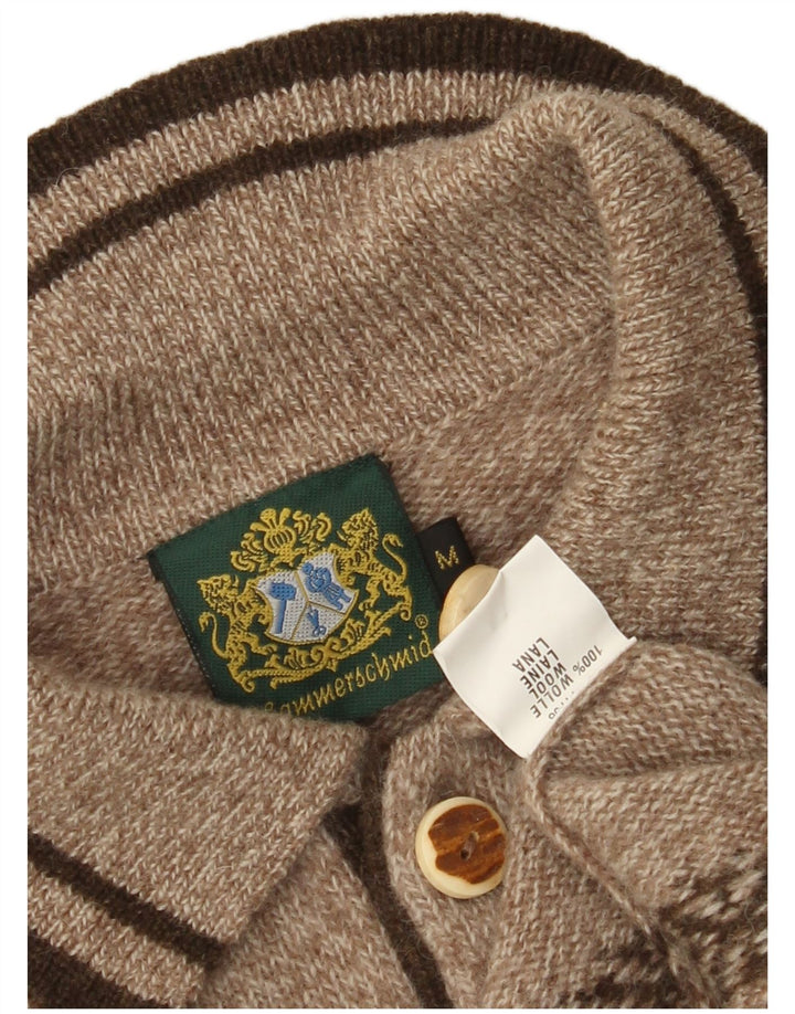 HAMMERSCHMID Pull graphique à col polo pour homme Marron moyen moucheté