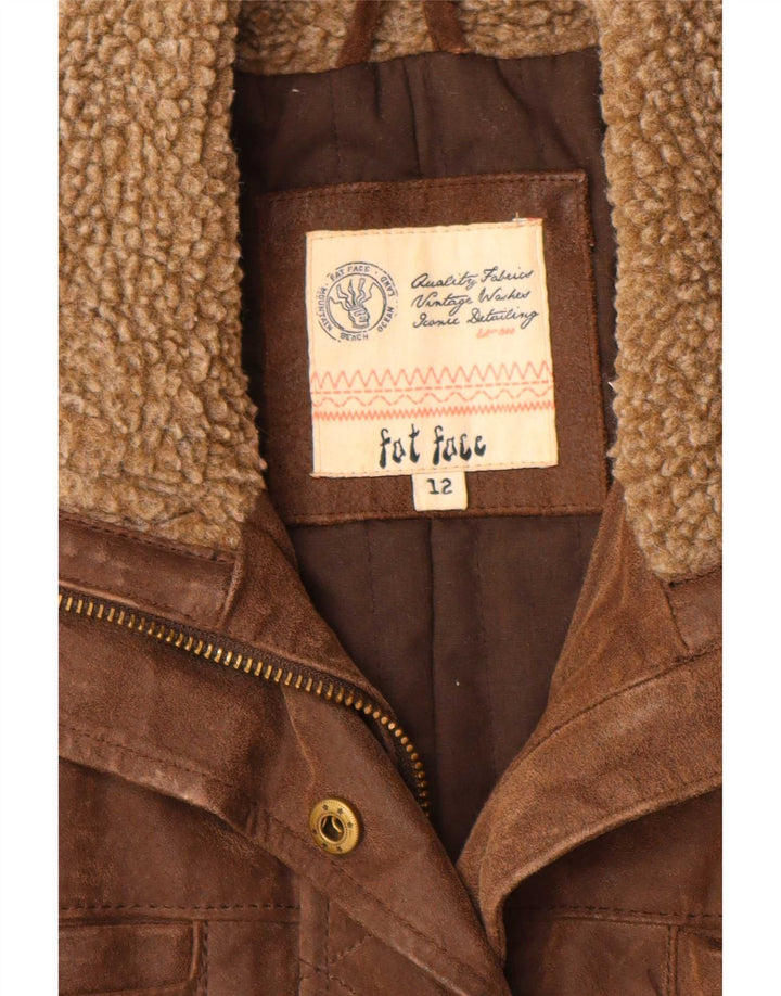 Fat Face Veste en cuir coupe vintage pour femme UK 12 Marron moyen