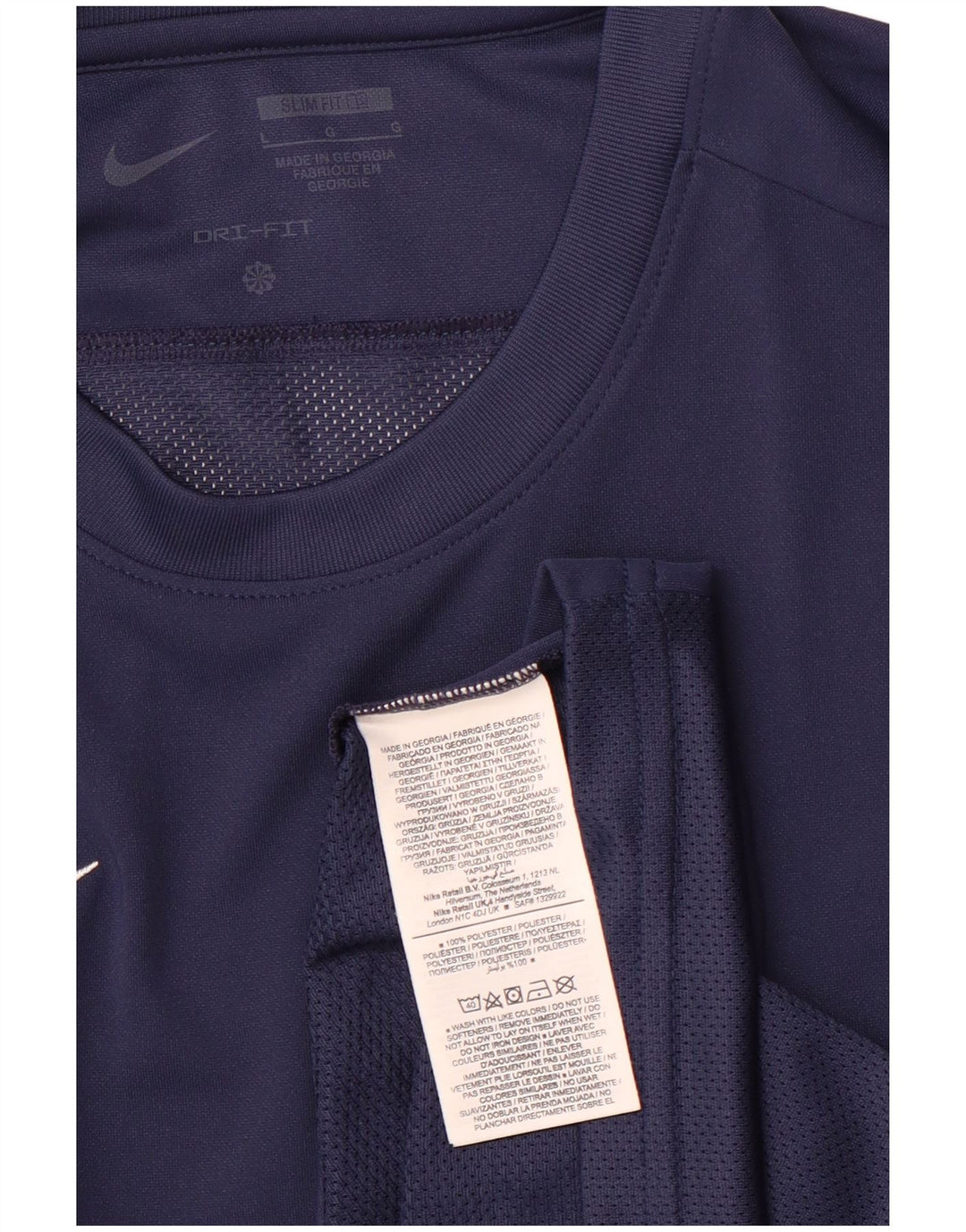 NIKE Haut Dri Fit Slim Fit à manches longues en polyester bleu marine pour homme