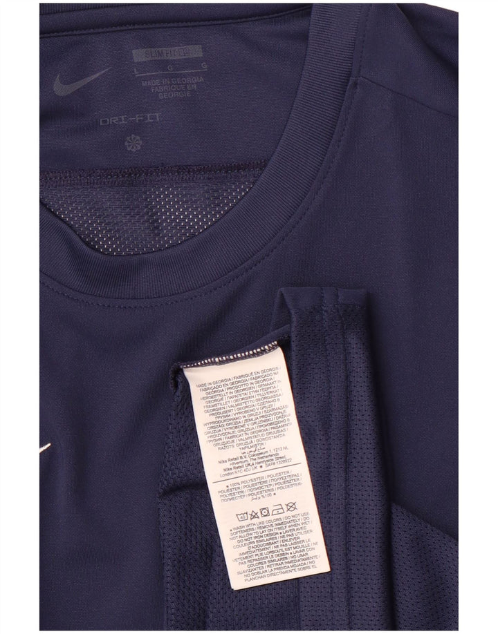 NIKE Haut Dri Fit Slim Fit à manches longues en polyester bleu marine pour homme