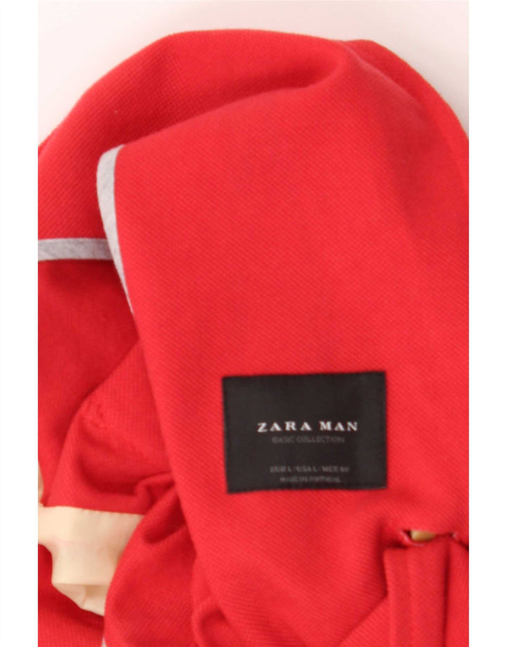 Zara Veste blazer à 2 boutons pour homme UK 40 Large Rouge Coton