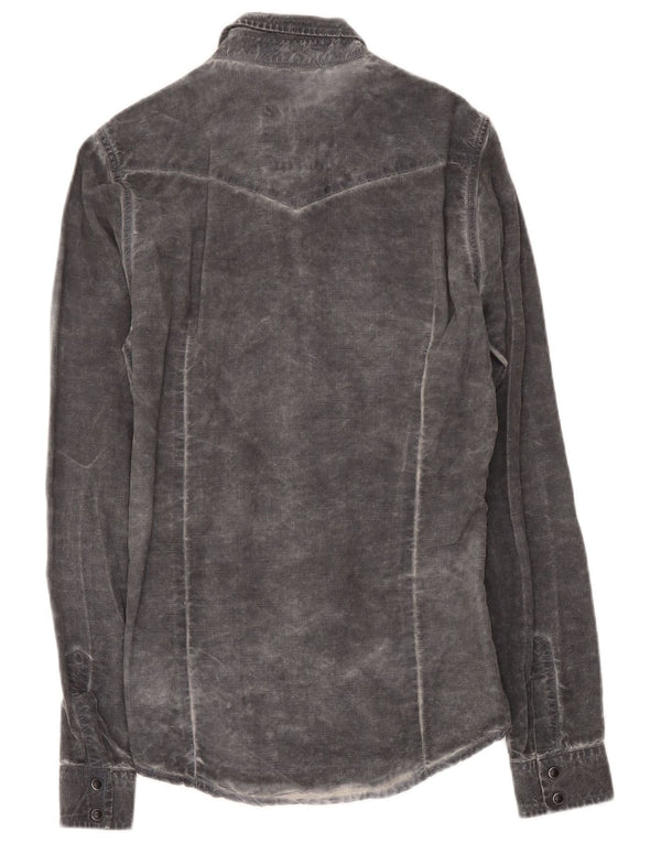 Roy Rogers Chemise délavée à l'acide pour hommes Large Gris Lyocell