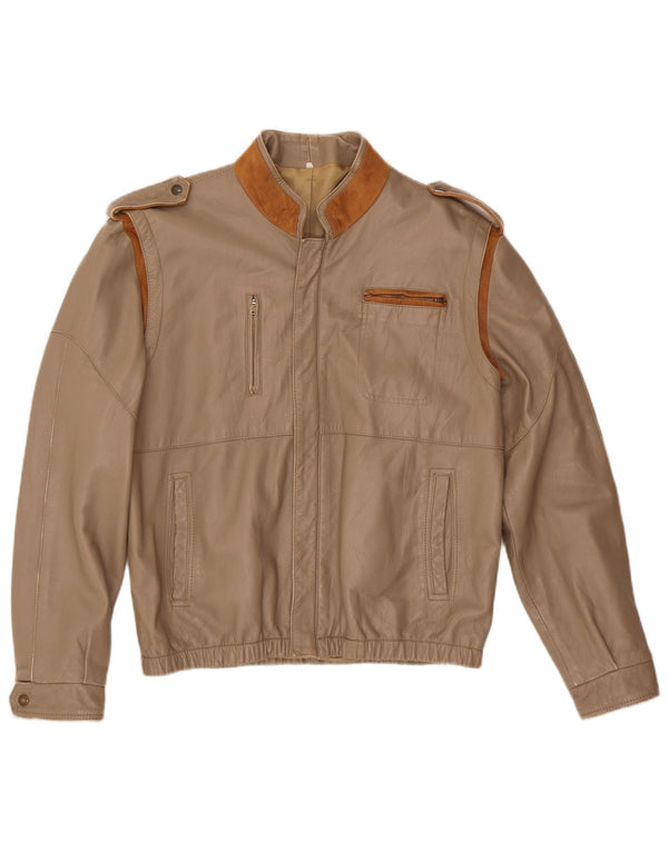 Veste en cuir militaire femme vintage IT 50 XL Cuir Beige