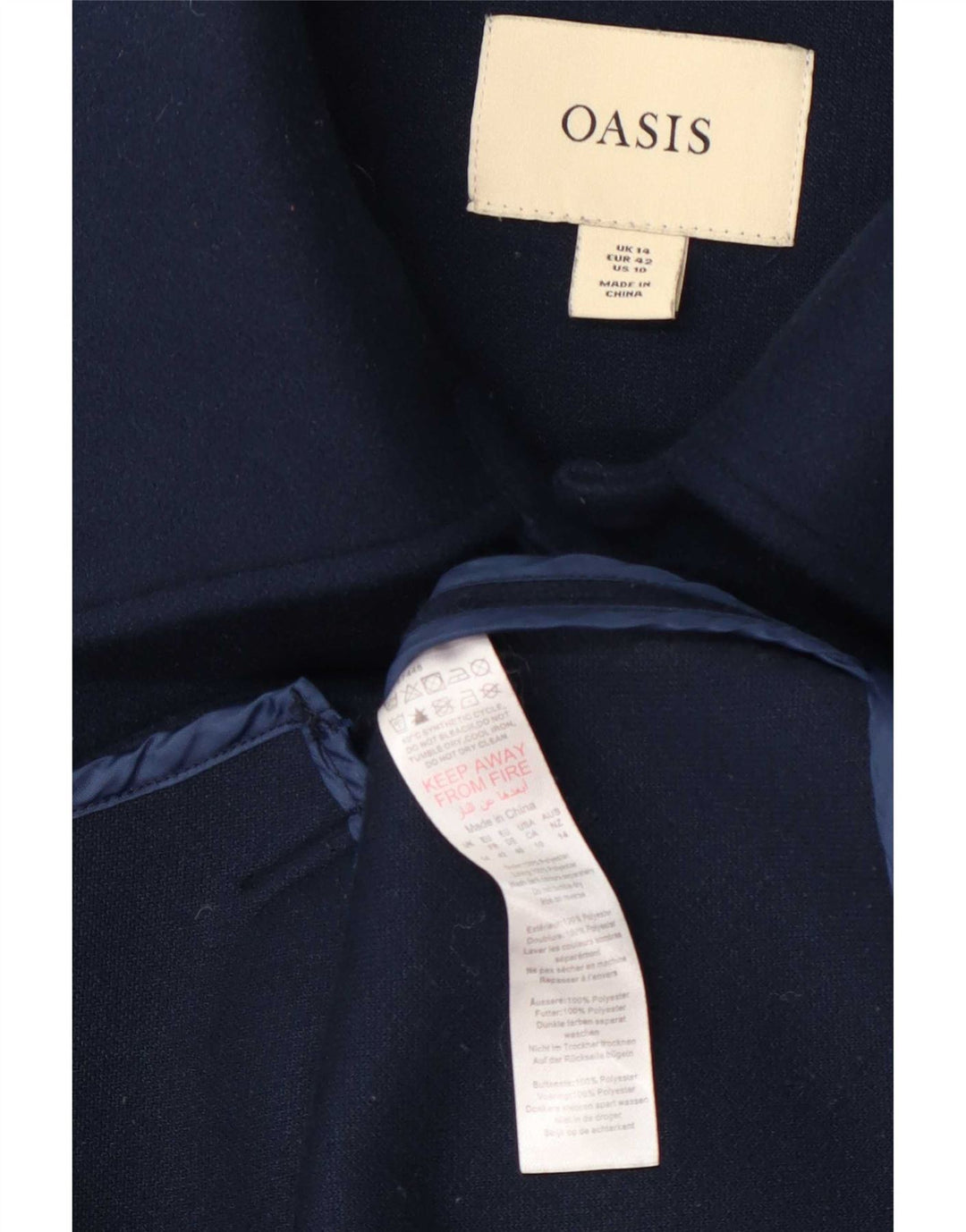 Oasis Veste utilitaire pour femme UK 14 Large Bleu marine Polyester