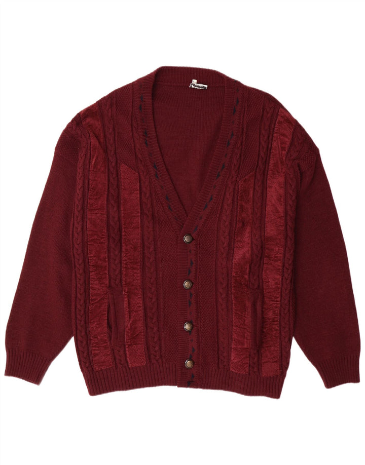 PIMET MAGLIERA Pull Cardigan Homme XL Laine Bordeaux