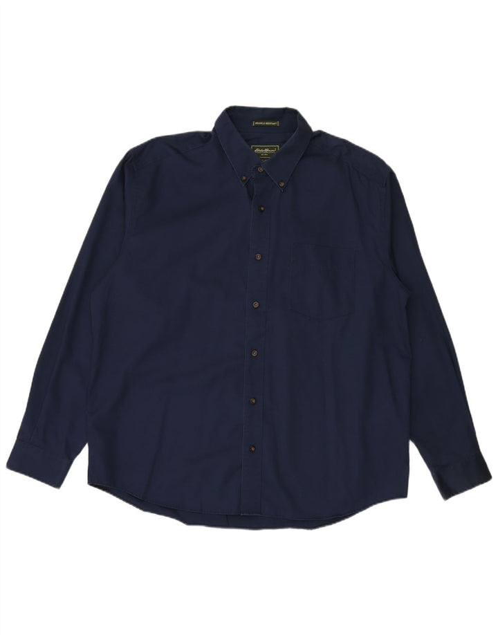EDDIE BAUER Chemise infroissable pour homme en coton bleu marine Taille L