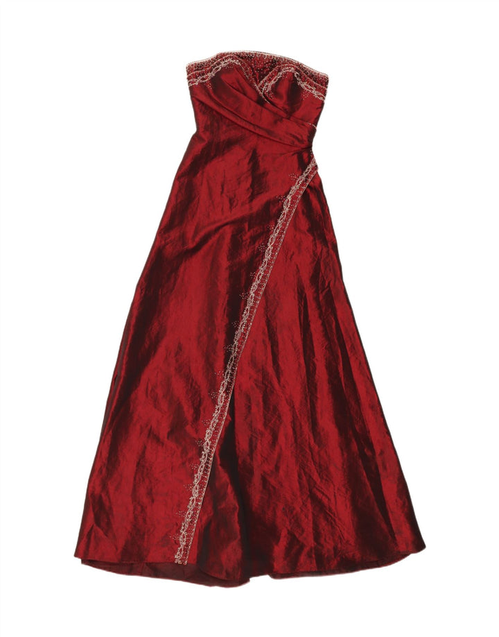JORA Womens Strapless Dress UK 2 2XS Burgundy Polyester Vintage Jora and Second-Hand Jora from Messina Hembry 