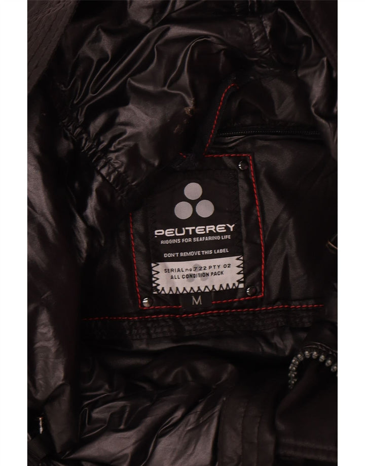 PEUTEREY Veste matelassée à capuche pour homme UK 38 Medium Noir Polyamide