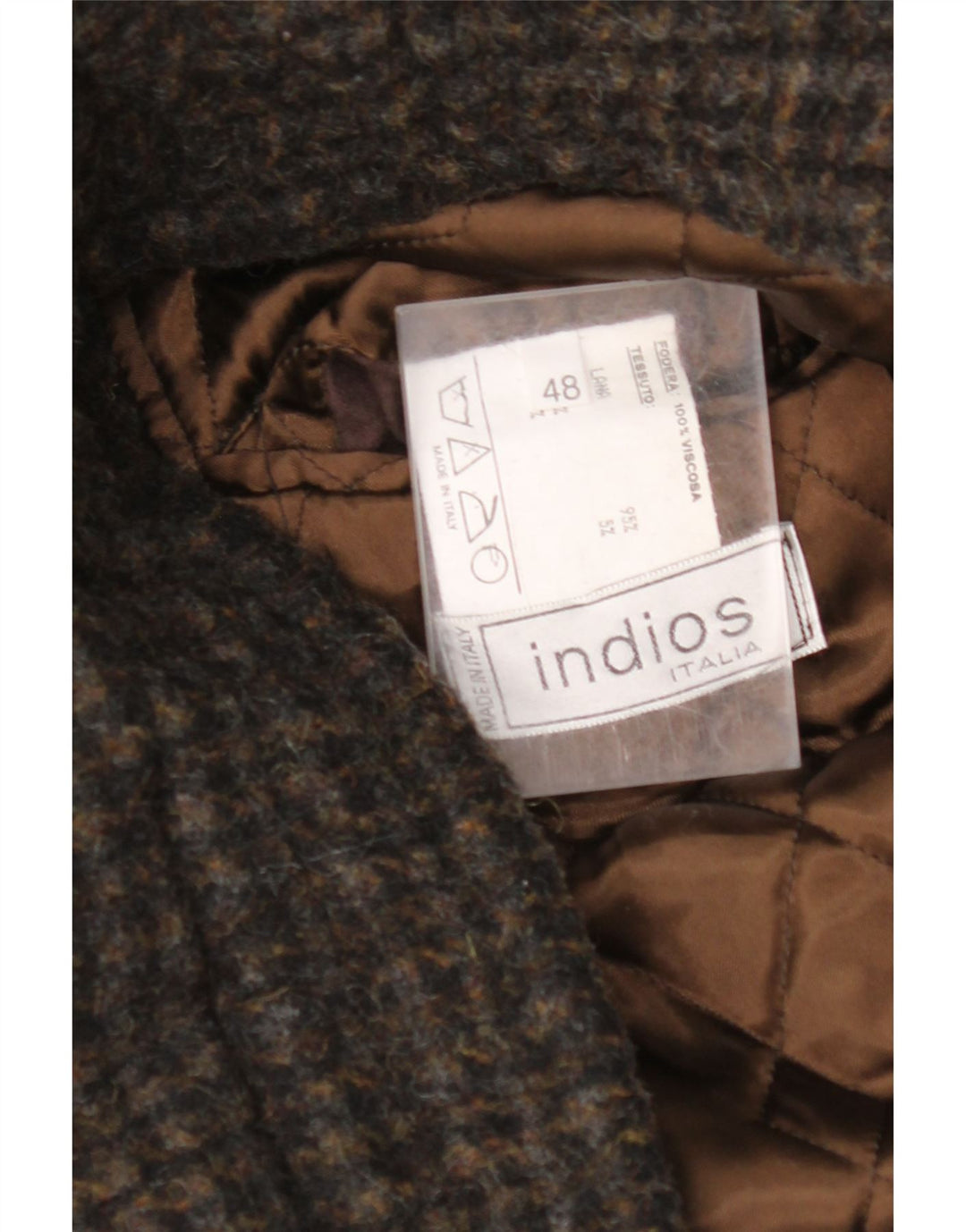 INDIOS Veste Bomber Homme IT 48 Laine Pied-de-Poule Marron Moyen