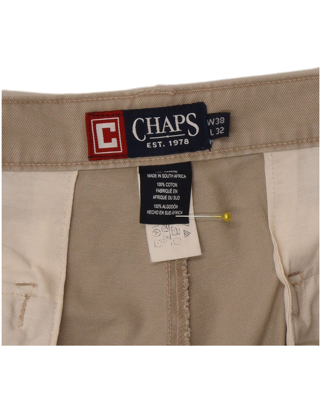 Chaps Pantalon Cargo Droit Homme W38 L32 Gris Coton