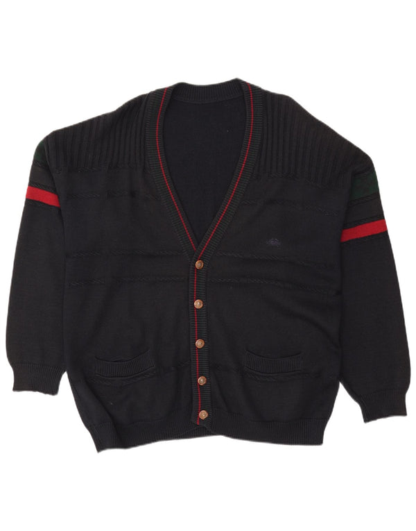 vintage Mens Cardigan Pull XL Noir Colorblock