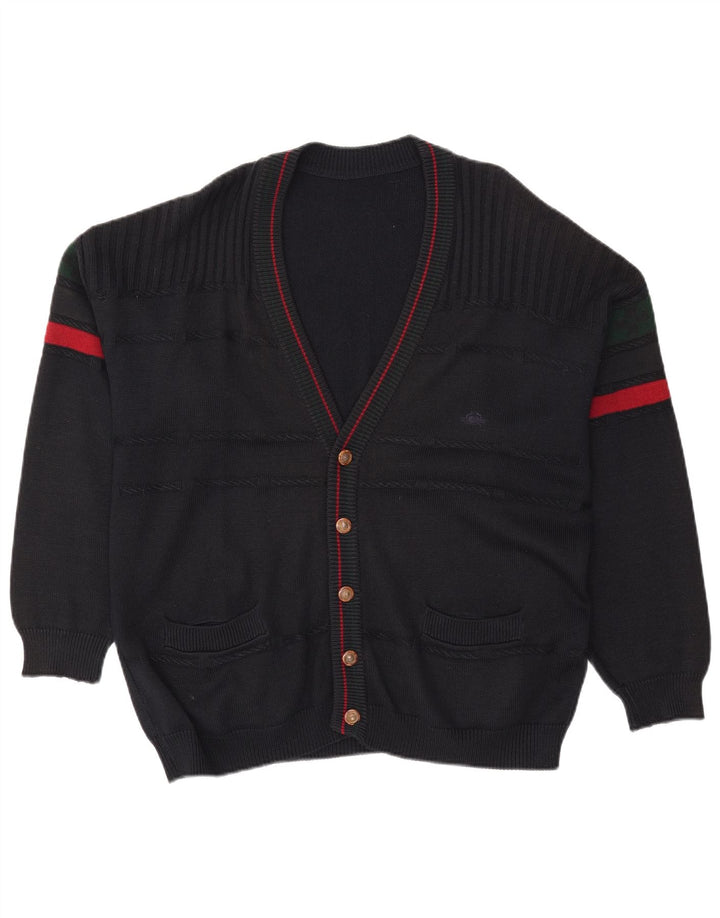 vintage Mens Cardigan Pull XL Noir Colorblock
