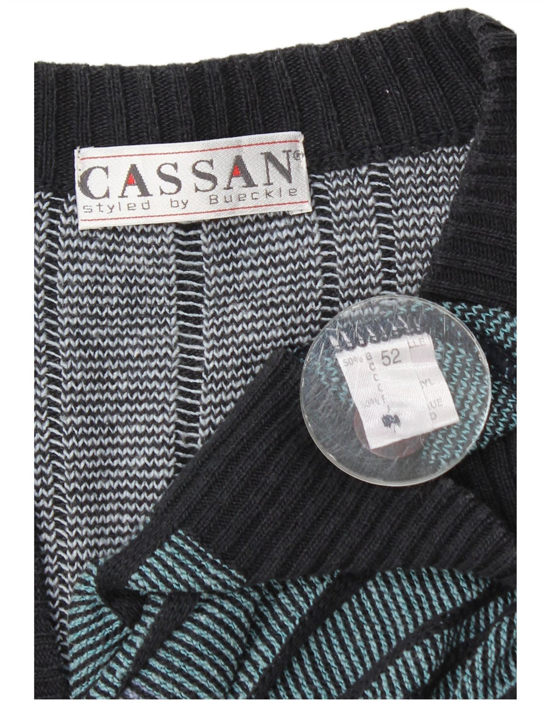 Cassan Pull Cardigan Homme IT 52 Large Coton Rayé Multicolore