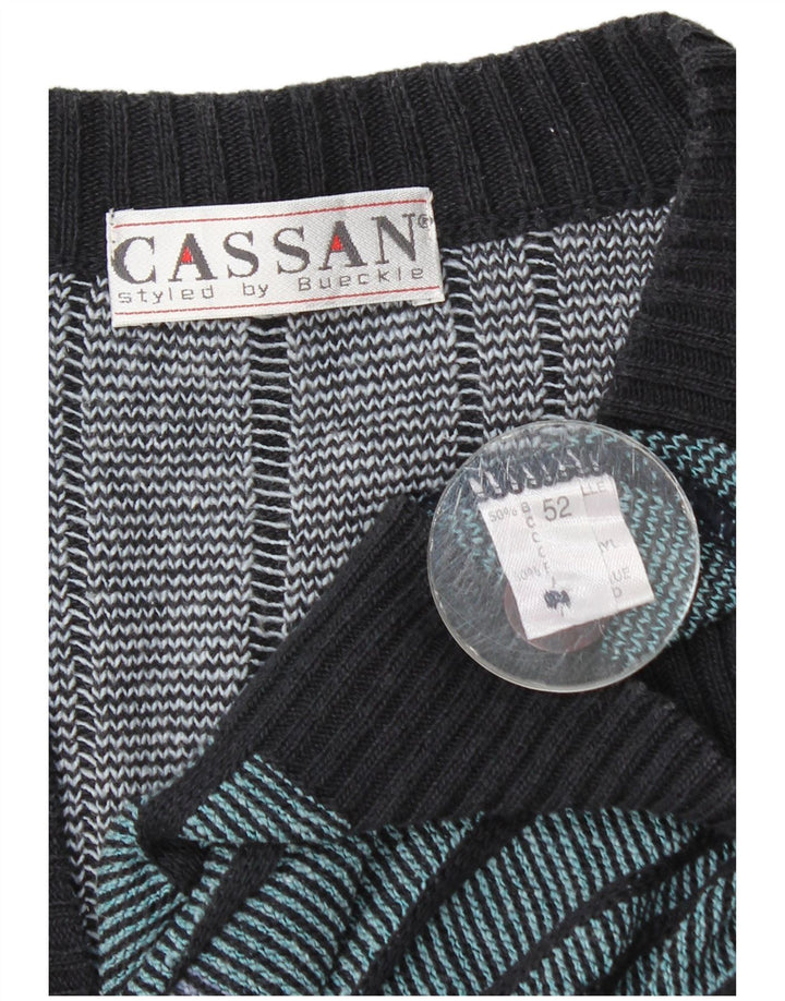 Cassan Pull Cardigan Homme IT 52 Large Coton Rayé Multicolore
