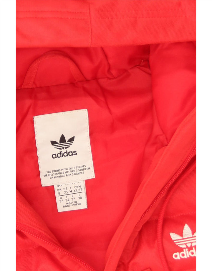 Adidas Veste rembourrée à capuche pour femme UK 6 XS Rouge Polyester