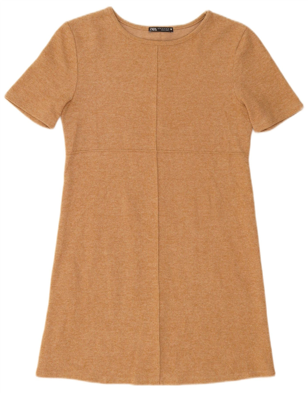 ZARA Robe pull à manches courtes pour femme UK 12 Beige moyen