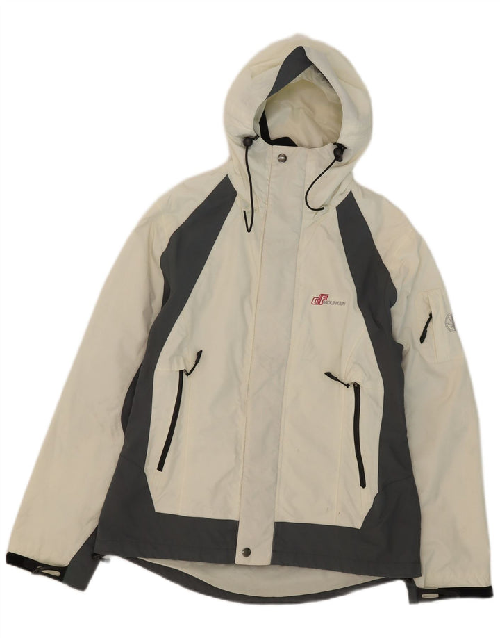 veste de pluie à capuche vintage pour homme UK 40 Grand blanc colourblock polyamide