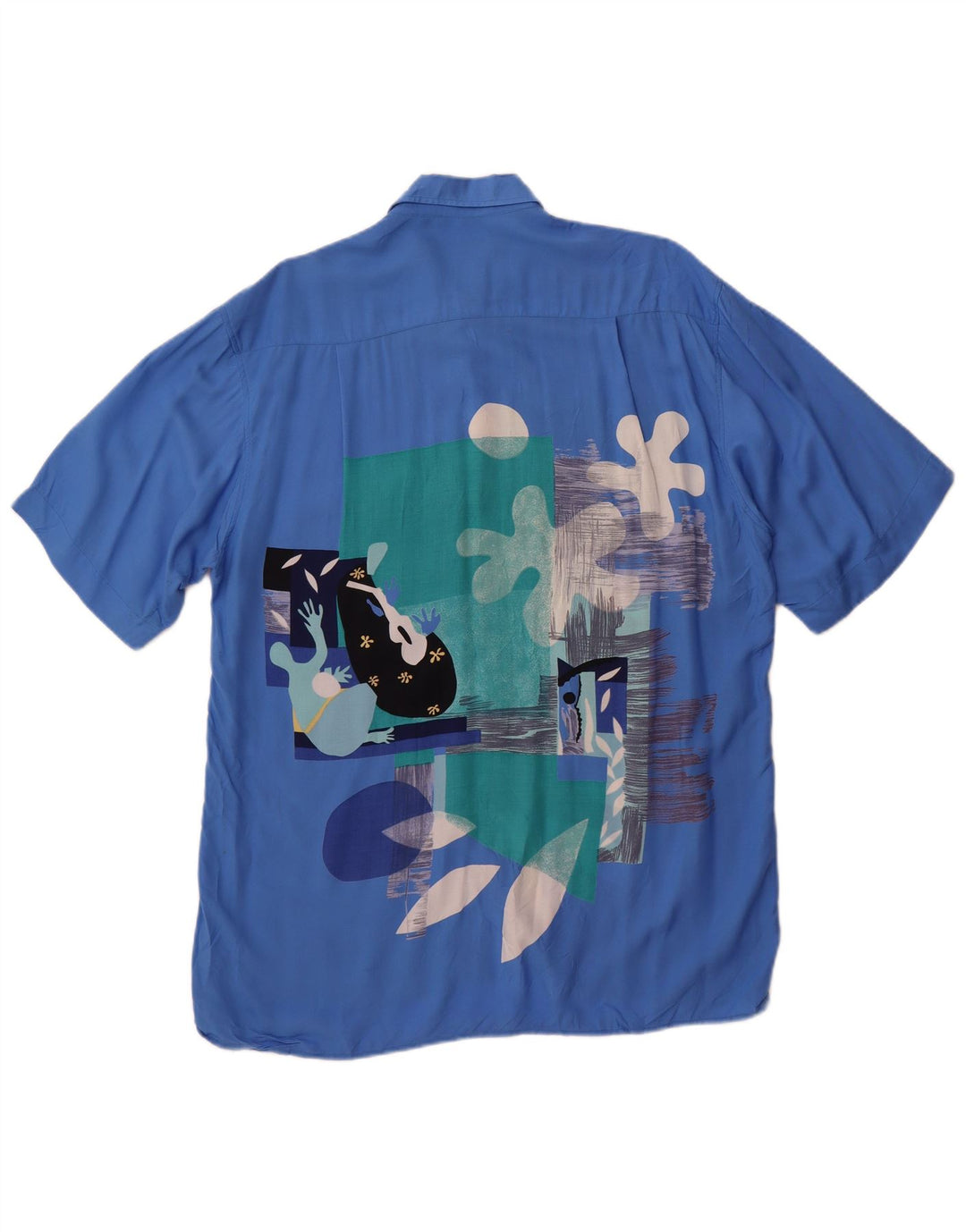 Studio Coletti Chemise graphique à manches courtes pour homme Taille 15 39/40 Bleu moyen